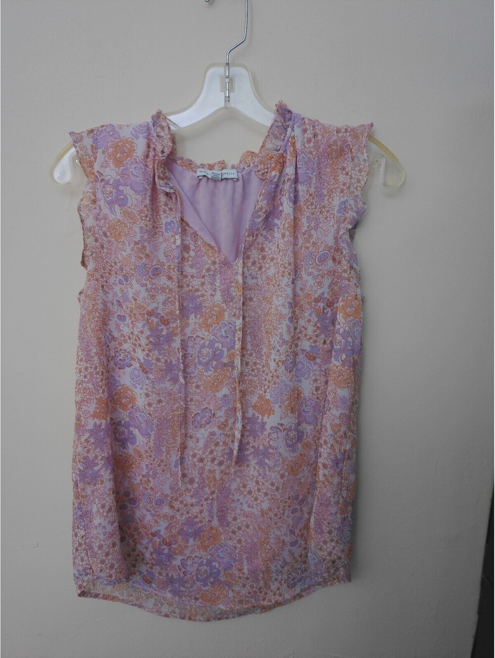Maison d'Amélie Blouse Womens S Purple Orange Floral Y2K Inspired Boho Ruffle
